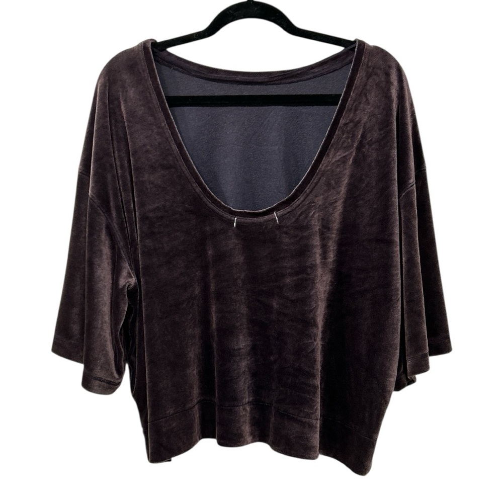 Free People We The Free Valerie Velour Scoop Back Velvet Tee Small Purple - Picture 8 of 9